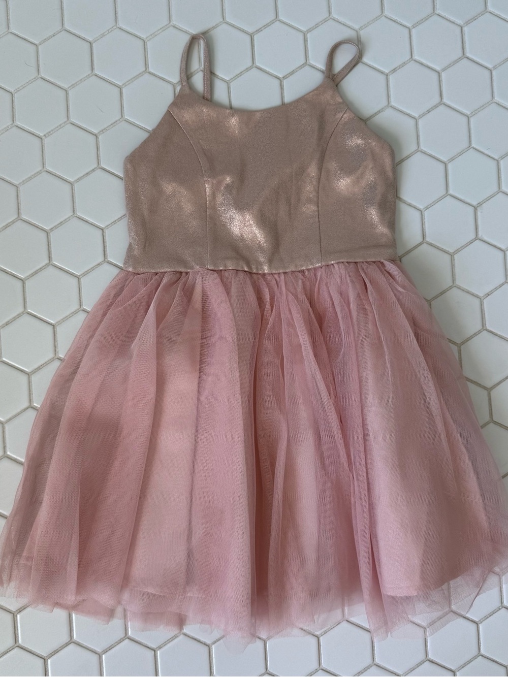 Zhenzi Metallic Gold and Soft Pink Party Dress